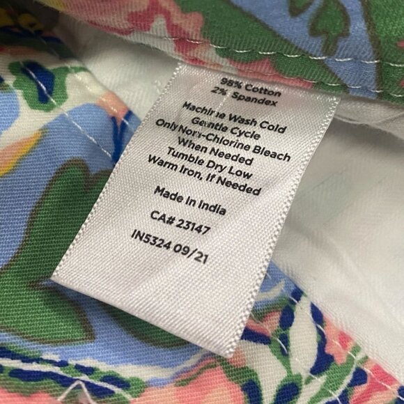 Talbots Womens 12 Petite Perfect Short Chino Botanical Paisley Pockets Stretch - Picture 10 of 15